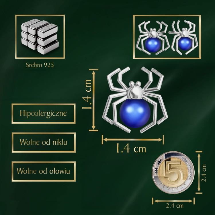 Kolczyki Sztyfty Pająki