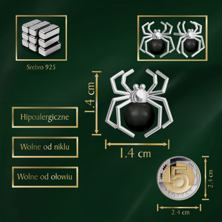 Kolczyki Sztyfty Pająki