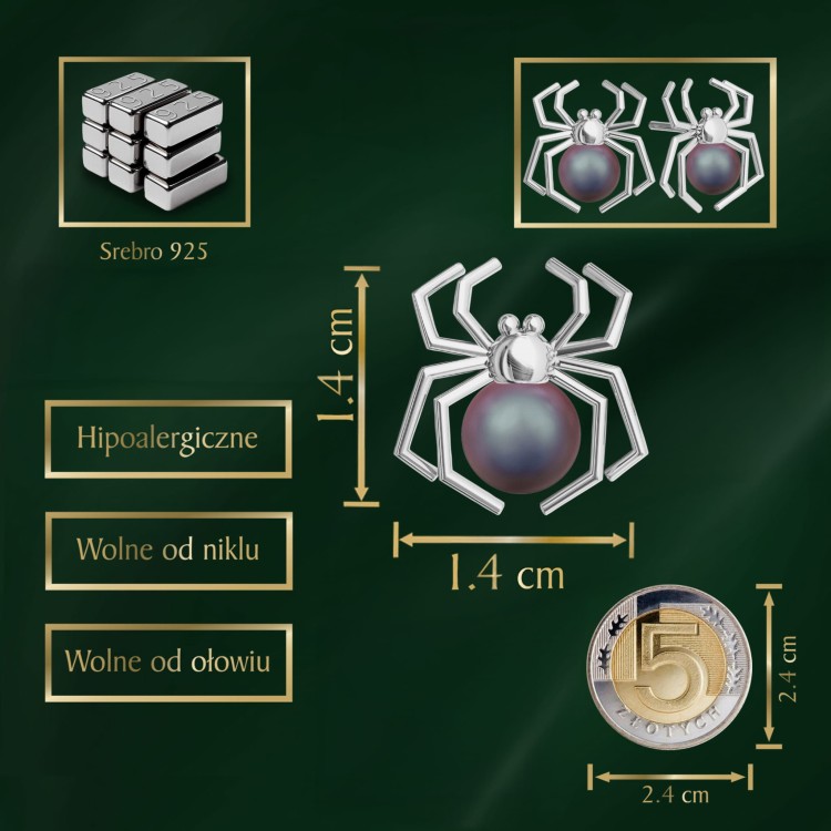 Kolczyki Sztyfty Pająki