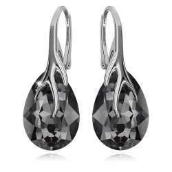 Damskie Srebrne Kolczyki Pazury Krople Kryształy w kolorze Silver Night 925