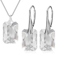 Srebrny Zestaw Biżuterii 925 z Kryształami Crystal – Naszyjnik i Kolczyki