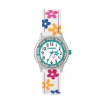 Zegarek Dziecięcy Dziewczęcy Biały z Kolorowymi Kwiatami i Cyrkoniami – Nauka Czasu w Radosnym Stylu