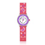 Dziewczęcy Zegarek Dziecięcy Różowy z Motylkami i Błyszczącym Paskiem – Idealny na Prezent