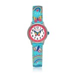 Zegarek Dziecięcy Dziewczęcy MOTYL Turkusowy Pasek z Tęczą i Motylkami Nauka Czasu z Radością