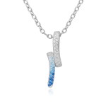 Naszyjnik Srebrny z Białymi i Niebieskimi Cyrkoniami Srebro 925