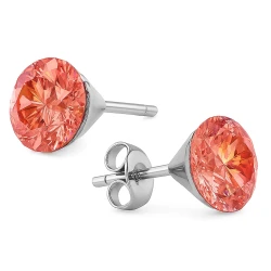Srebrne Kolczyki Sztyfty z Kryształem Padparadscha – Srebro 925