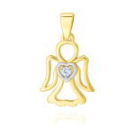 Złota Zawieszka Aniołek z Cyrkonią w Serduszku Próba 585