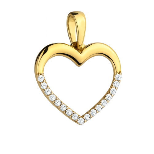 Złota zawieszka serce z cyrkoniami
