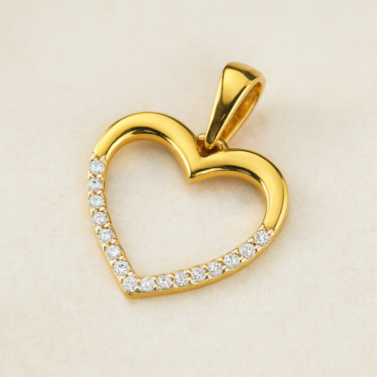 Złota zawieszka serce z cyrkoniami