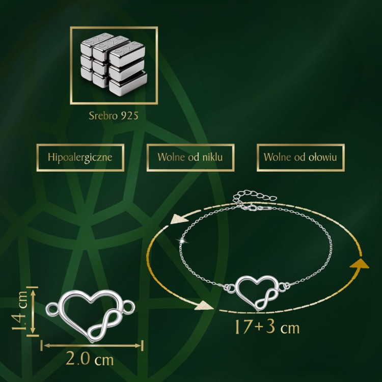 Bransoletka Serce z Nieskończonością