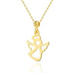 Naszyjnik Złoty 585 Aniołek z Diamentowaną Kulką – Lekka Zawieszka