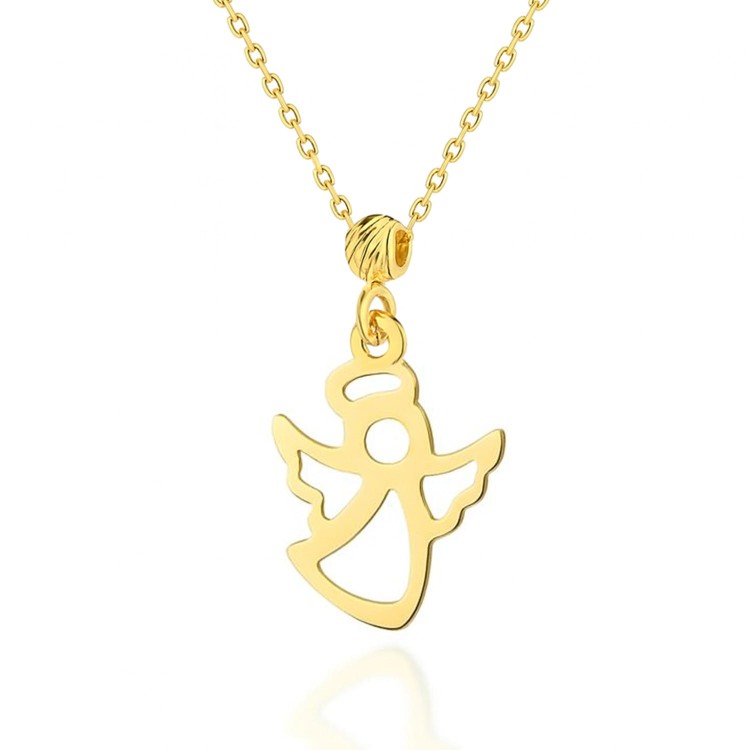 Naszyjnik Aniołek z Diamentowaną Kulką