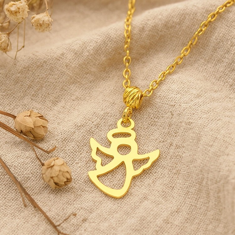 Naszyjnik Aniołek z Diamentowaną Kulką