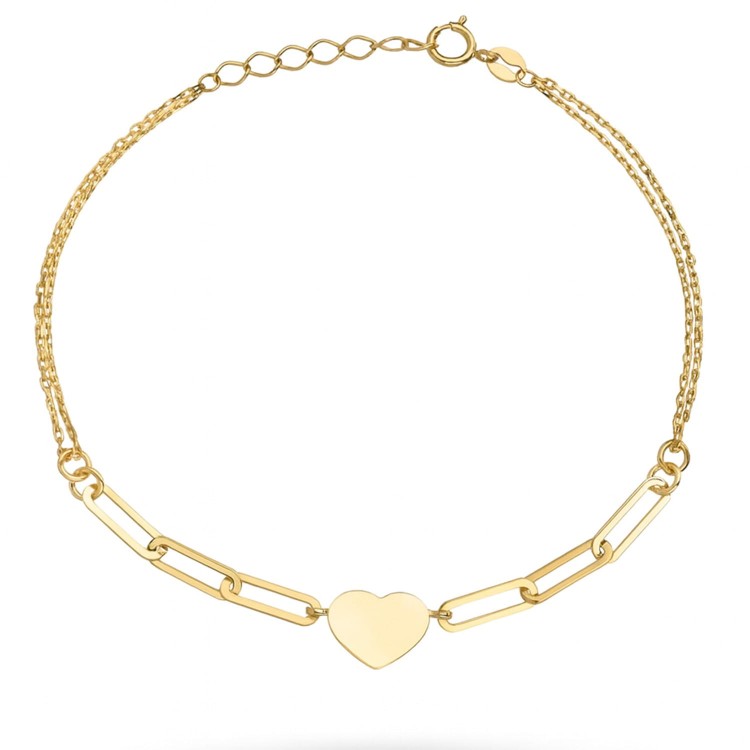 Złota Bransoletka z Sercem i Ogniwami