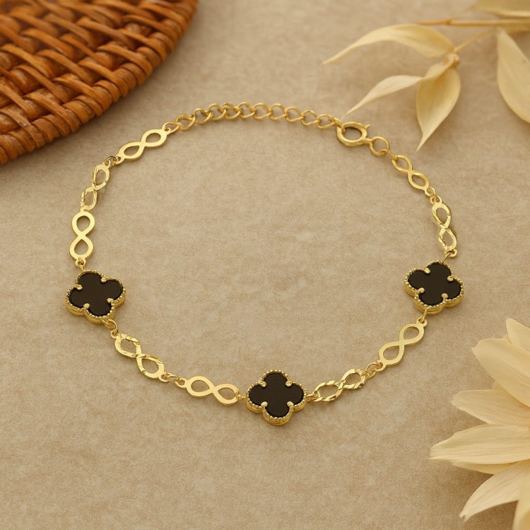 Bransoletka Znaki Nieskończoności i Czarne Koniczynki