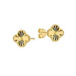 Kolczyki Złote 585 Diamentowana Koniczynka 6mm Sztyfty