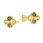 Kolczyki Złote 585 Diamentowana Koniczynka 10mm Sztyfty