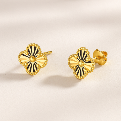 Kolczyki Złote Diamentowana Koniczynka