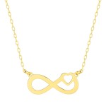 Naszyjnik Złoty 585 – Znak Nieskończoności z Serduszkiem, Delikatny i Elegancki