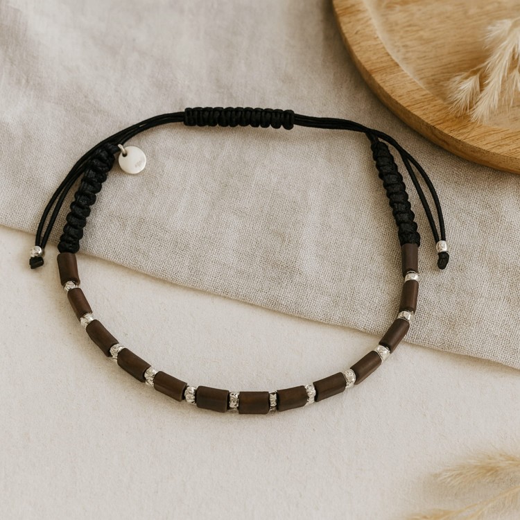 Bransoletka srebrna z brązowymi kamieniami