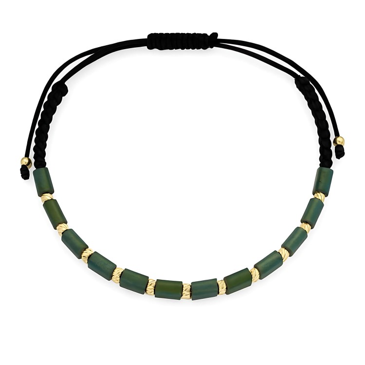 Bransoletka pozłacana z zielonymi kamieniami