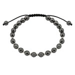 Bransoletka srebro 925 z grafitowymi kamieniami i srebrnymi kulkami