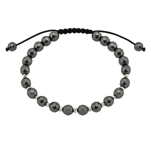 Srebrna bransoletka z grafitowymi kamieniami