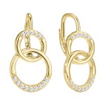 Pozłacane Kolczyki Srebro 925 Kółka z Białymi Cyrkoniami