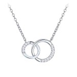 Naszyjnik Srebro 925 Kółka z Białymi Cyrkoniami