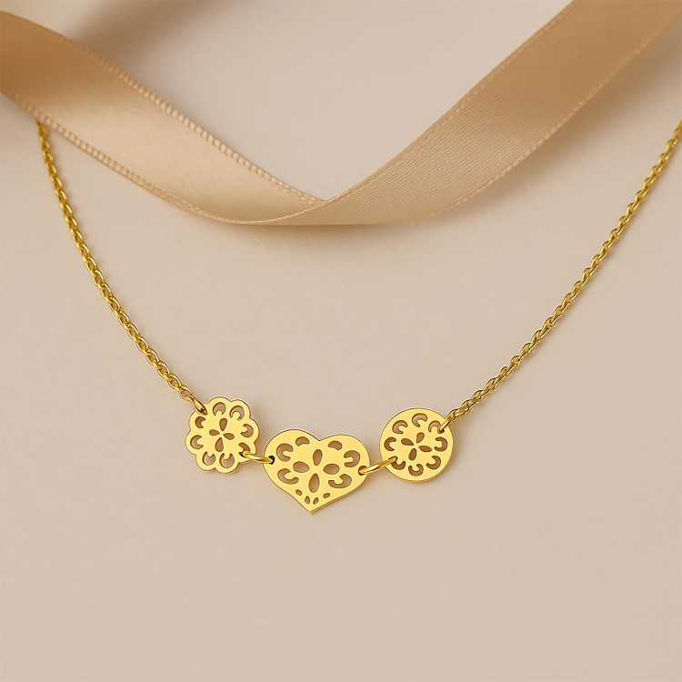 Naszyjnik Serce, Kwiat i Kółko