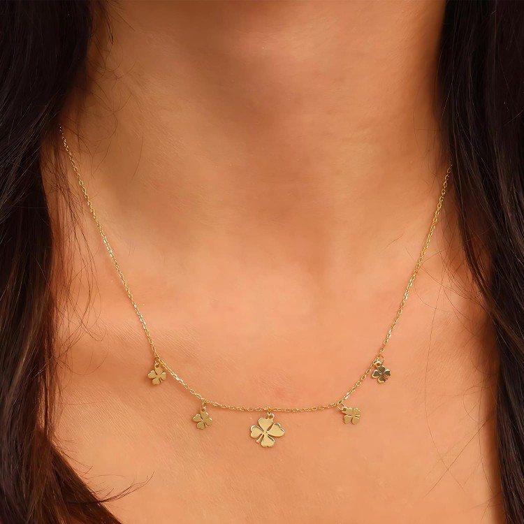 Pozłacany Naszyjnik Koniczynka