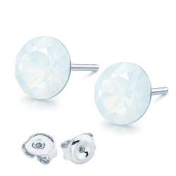 Srebrne Kolczyki Sztyfty z Kryształem Opal Blue Srebro 925 