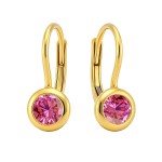 Złote Kolczyki 585 z Różową Cyrkonią