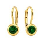 Złote Kolczyki 585 z Zieloną Cyrkonią 