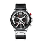 Zegarek Męski Curren Czarny Datownik Chronograf Wodoszczelny Skórzany Pasek