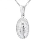 Srebrny Medalik Owalny 925 – Zawieszka z Wizerunkiem Matki Bożej,