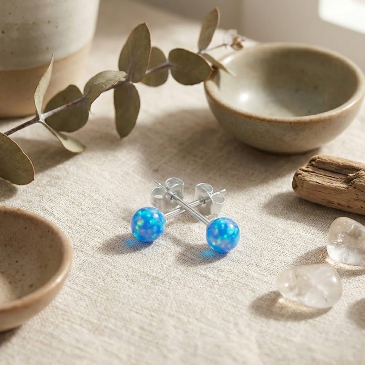 Kolczyki Kulki Opal