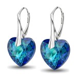 Kolczyki Srebrne 925 Serce Kryształ Bermuda Blue