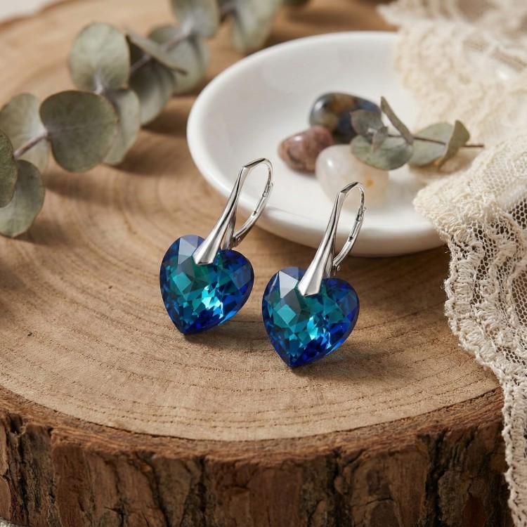 Kolczyki serce kryształy