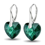 Kolczyki Srebrne 925 Serce Kryształ Emerald