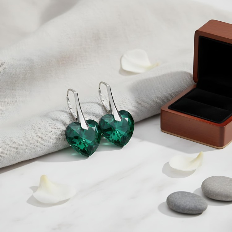 Kolczyki serce kryształ