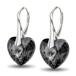 Kolczyki Srebrne 925 Serce Kryształ Silver Night
