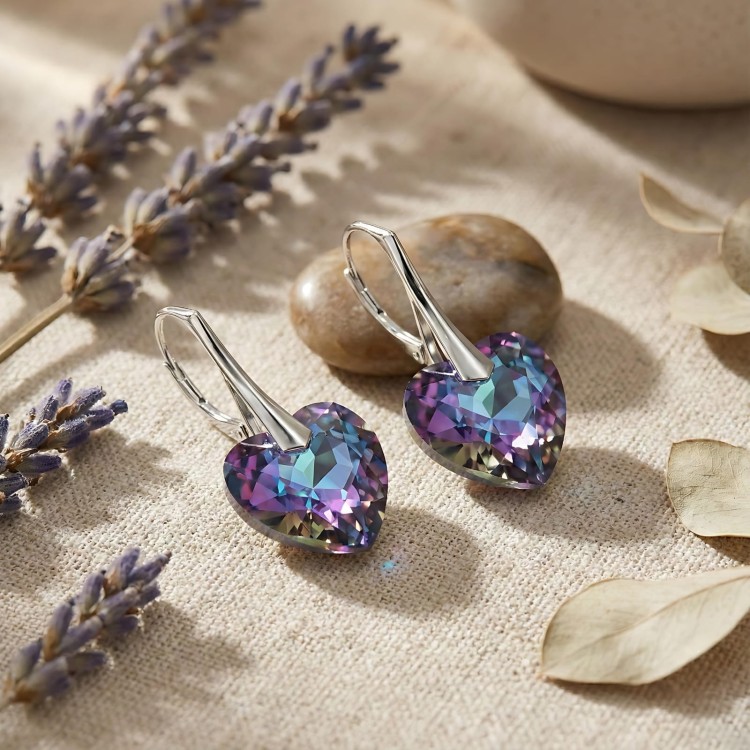 Kolczyki serce kryształ