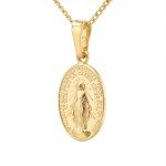 Naszyjnik Pozłacany Medalik Owalny Matka Boża z Łańcuszkiem Srebro 925 