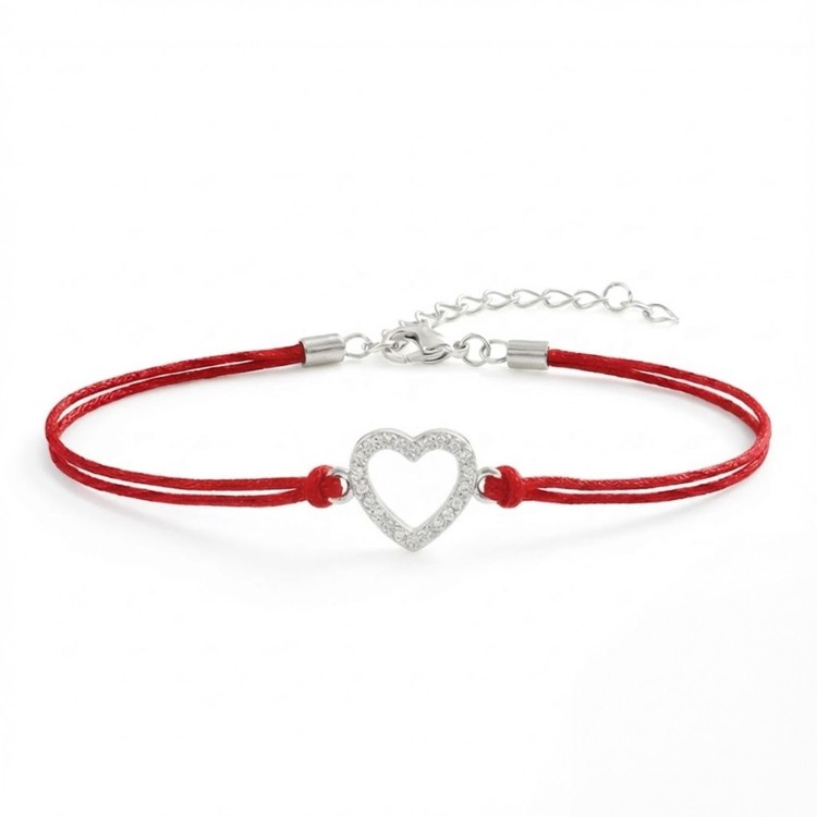 Bransoletka serce na sznurku