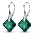 Kolczyki Srebrne 925 Zielone Kryształy Emerald Geometryczne