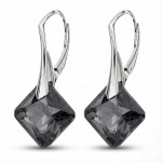 Kolczyki Srebrne 925 Grafitowe Kryształy Silver Night Geometryczne