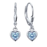 Srebrne Kolczyki 925 Serce z Niebieskimi Cyrkoniami