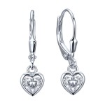Kolczyki Srebrne 925 Serce z Białą Cyrkonią