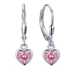 Srebrne Kolczyki 925 Serce z Różowymi Cyrkoniami